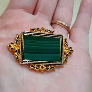 Green Malachite MFA Museum of Fine Arts Gold Brooch